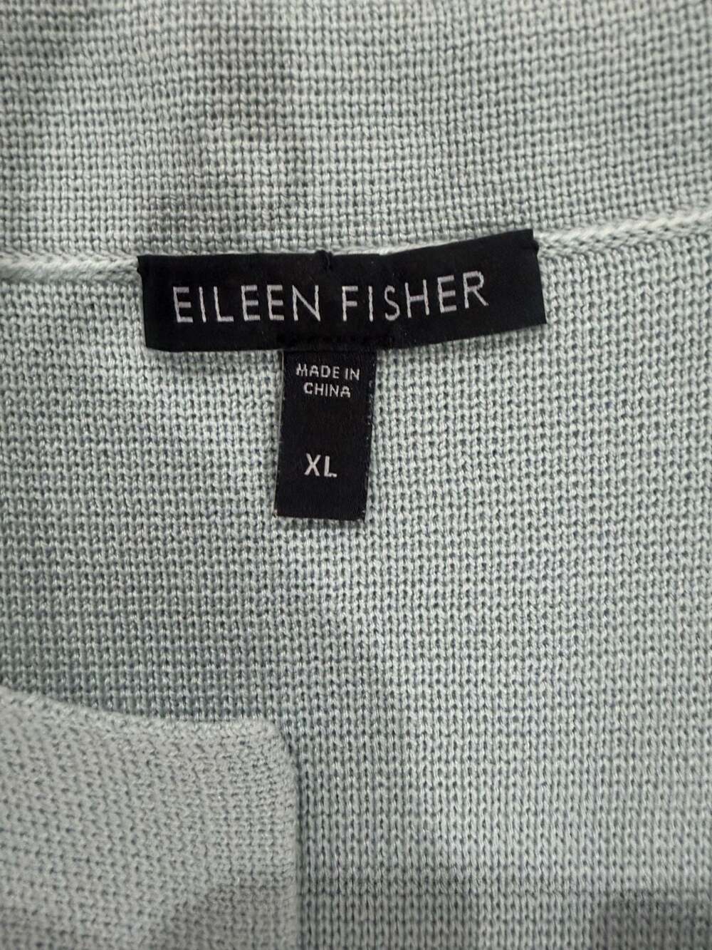 Eileen Fisher XL Silk Cotton Knit Cardigan Sage Green Collared Quiet Luxury - Picture 4 of 7